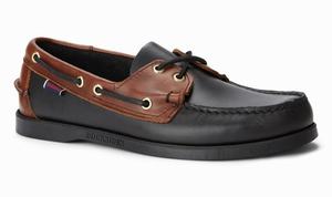 Black / Brown Sebago Portland Leather Men's Boat Shoes | 65904JPTR