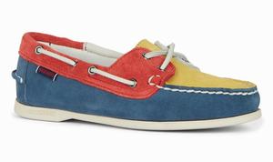 Blue / Yellow / Red Sebago Jacqueline Flags Women's Boat Shoes | 25386ZSDP